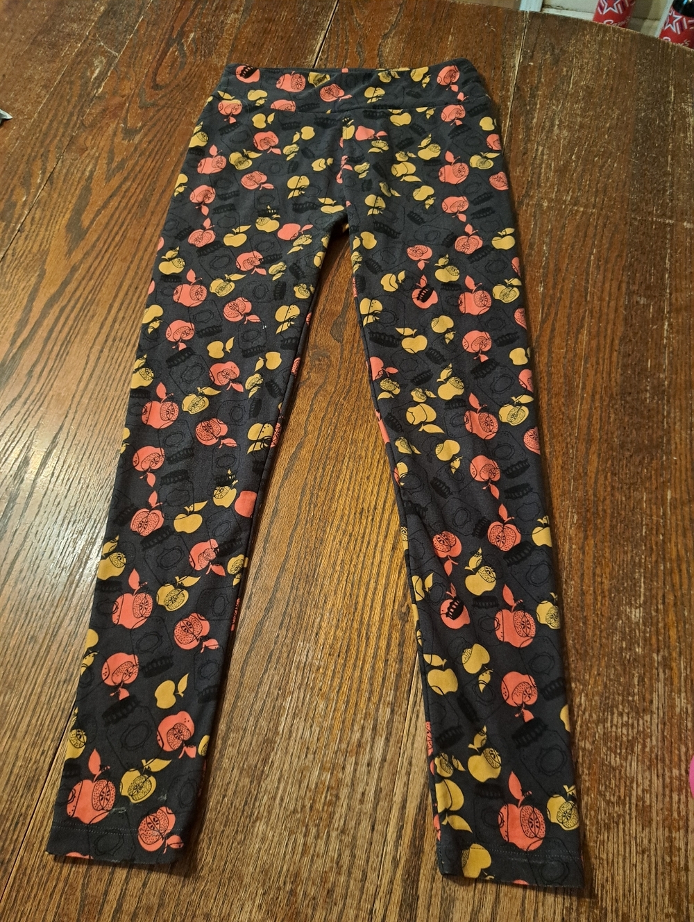 One Size LuLaRoe Apple and Jam Jar Leggings Casual Grey Black Orange Yellow